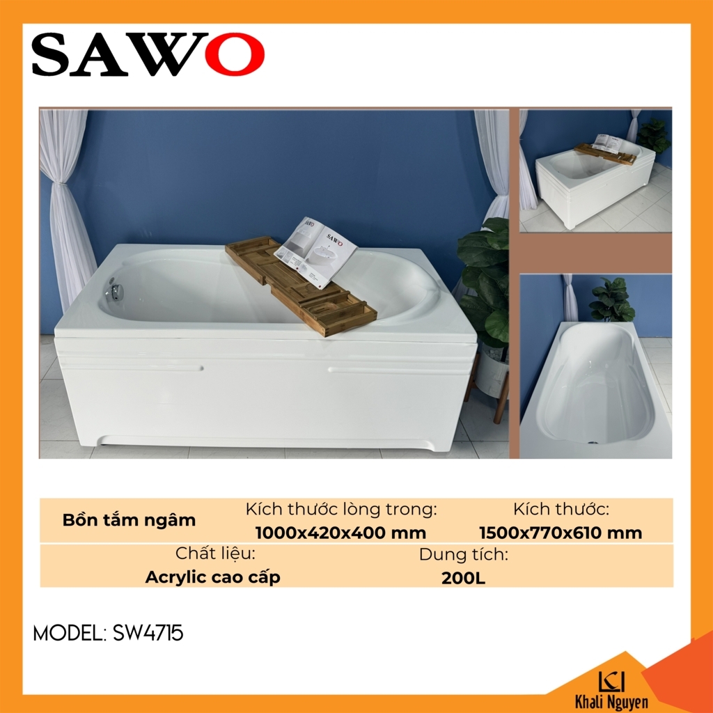 Bồn tắm ngâm acrylic Sawo SW4715