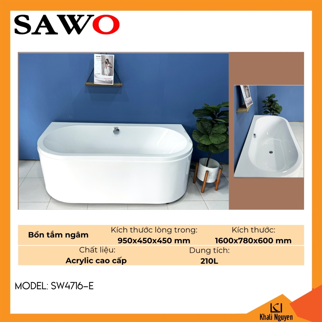 Bồn tắm ngâm acrylic Sawo SW4716-E