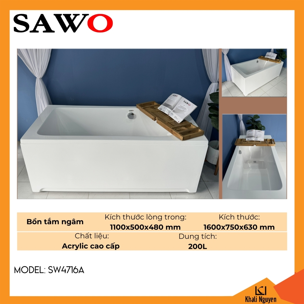 Bồn tắm ngâm acrylic Sawo SW4716A