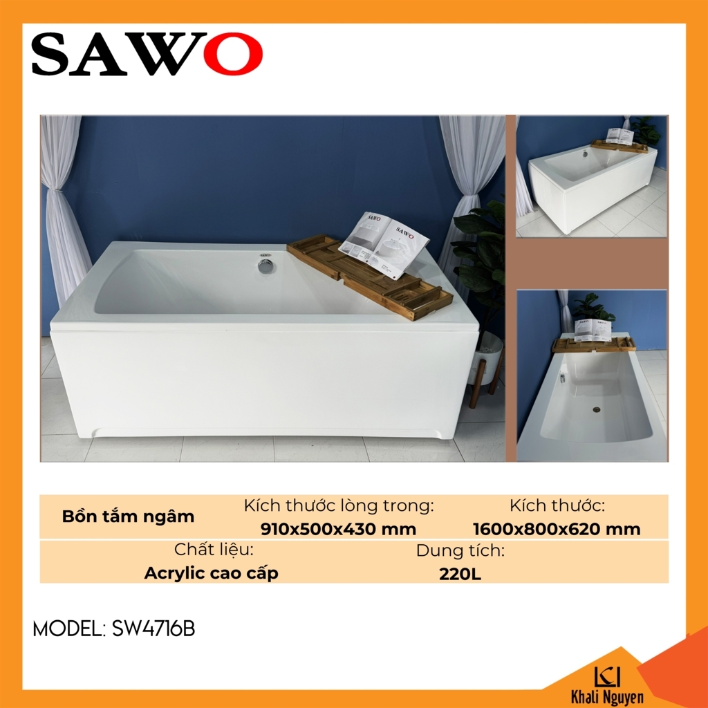 Bồn tắm ngâm acrylic Sawo SW4716B