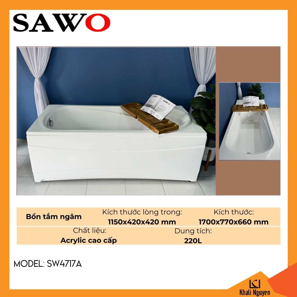 Bồn tắm ngâm acrylic Sawo SW4717A