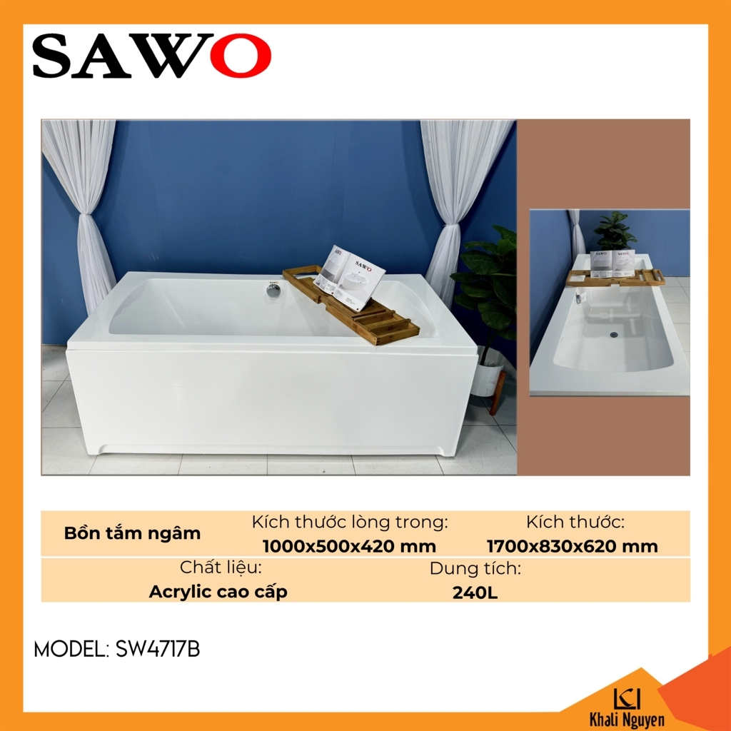 Bồn tắm ngâm acrylic Sawo SW4717B