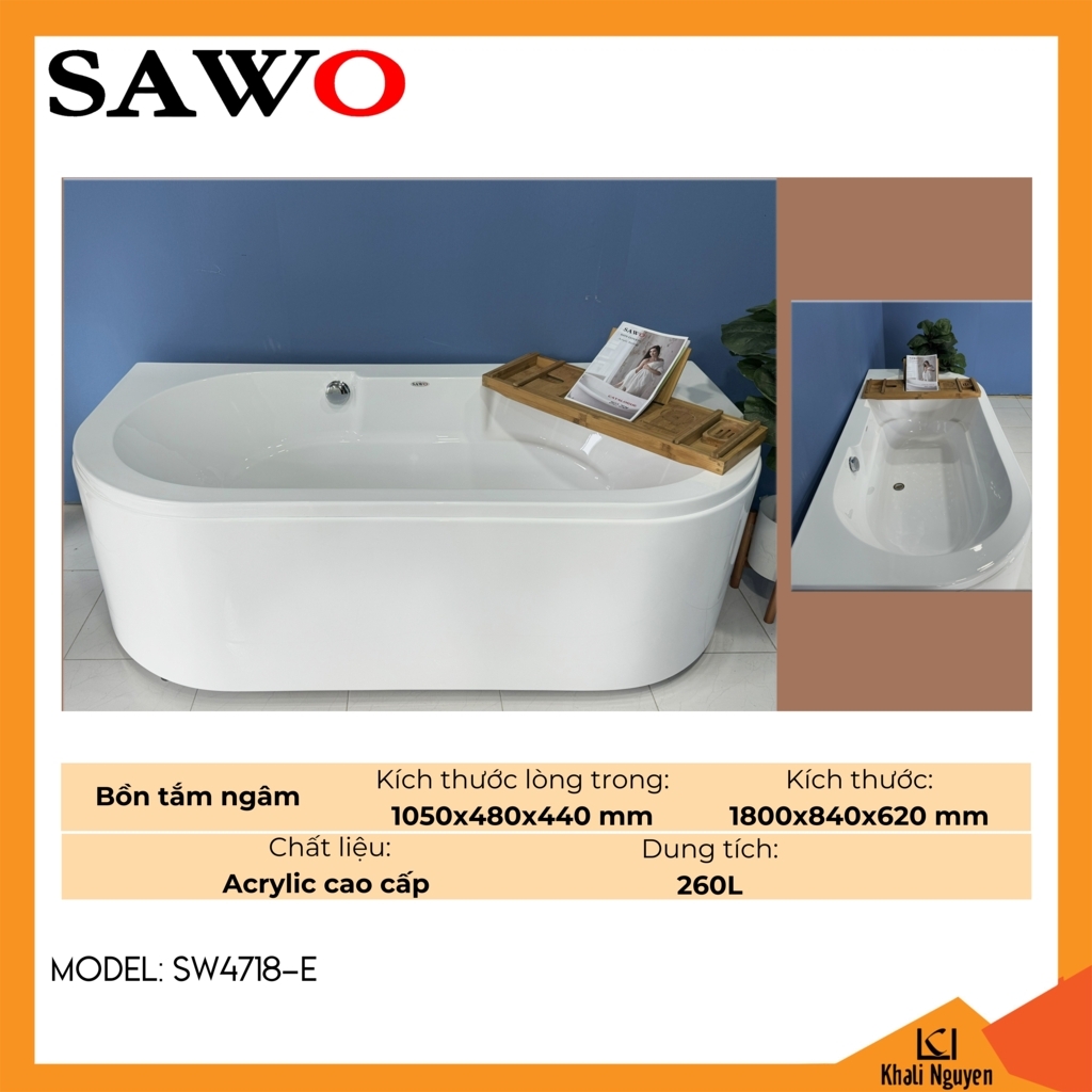 Bồn tắm ngâm acrylic Sawo SW4718-E