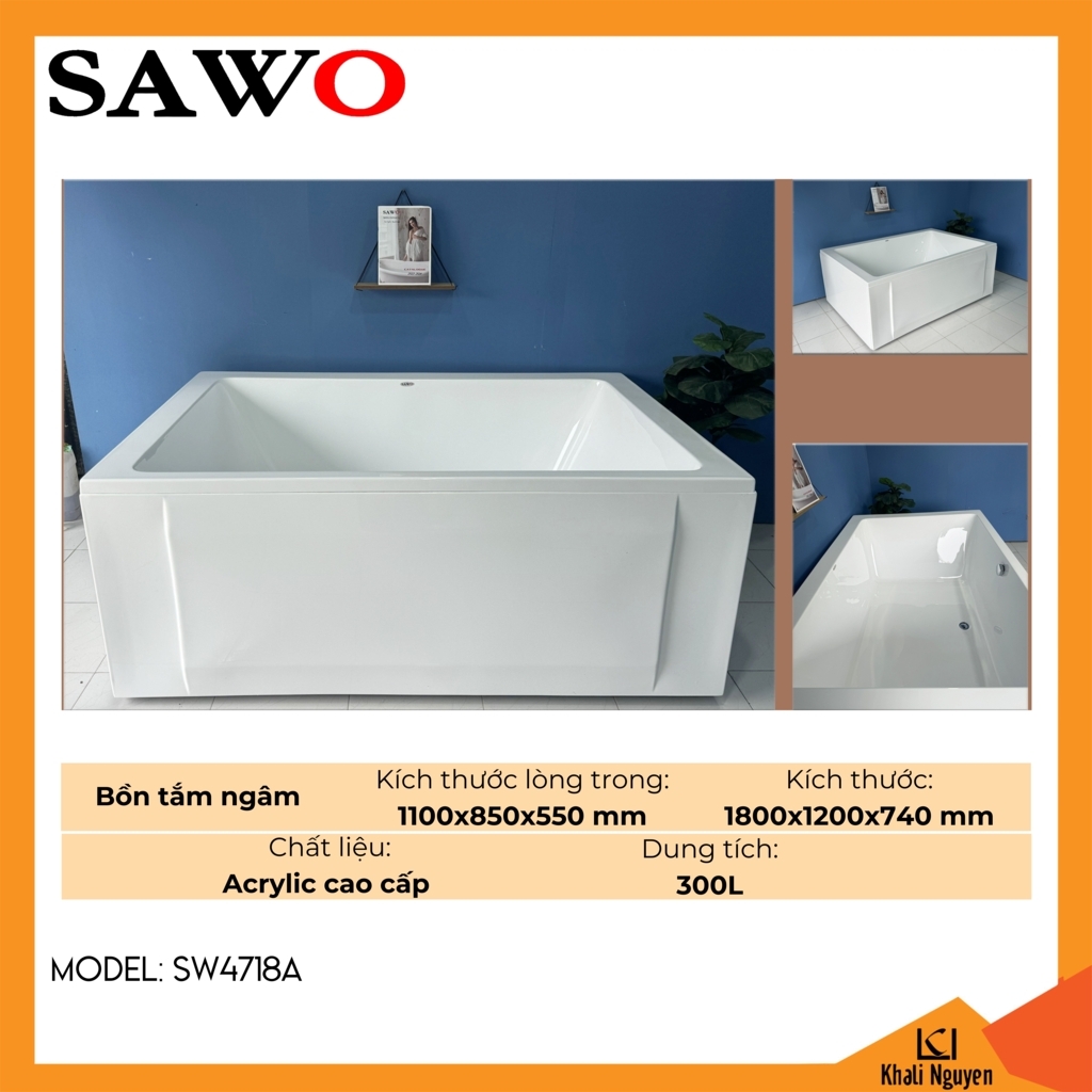 Bồn tắm ngâm acrylic Sawo SW4718A