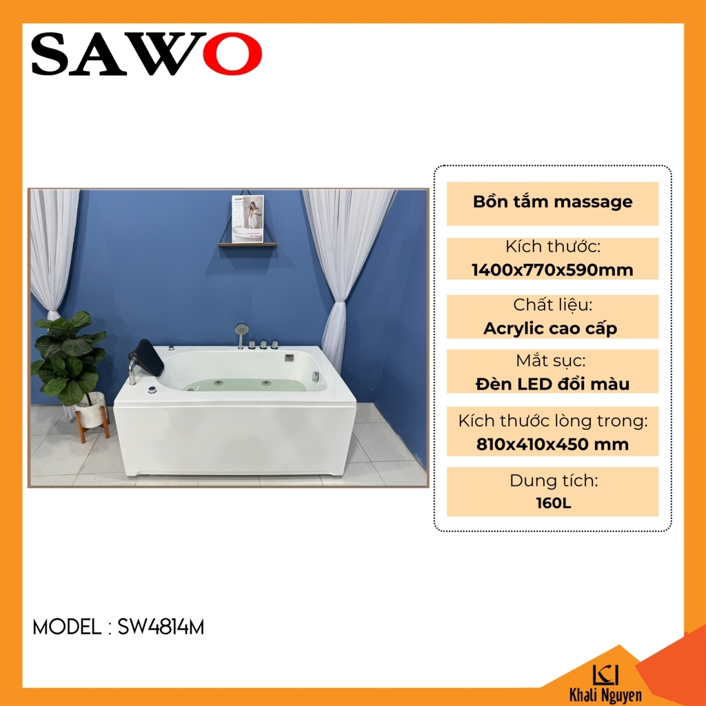 Bồn tắm massage acrylic Sawo SW4814M