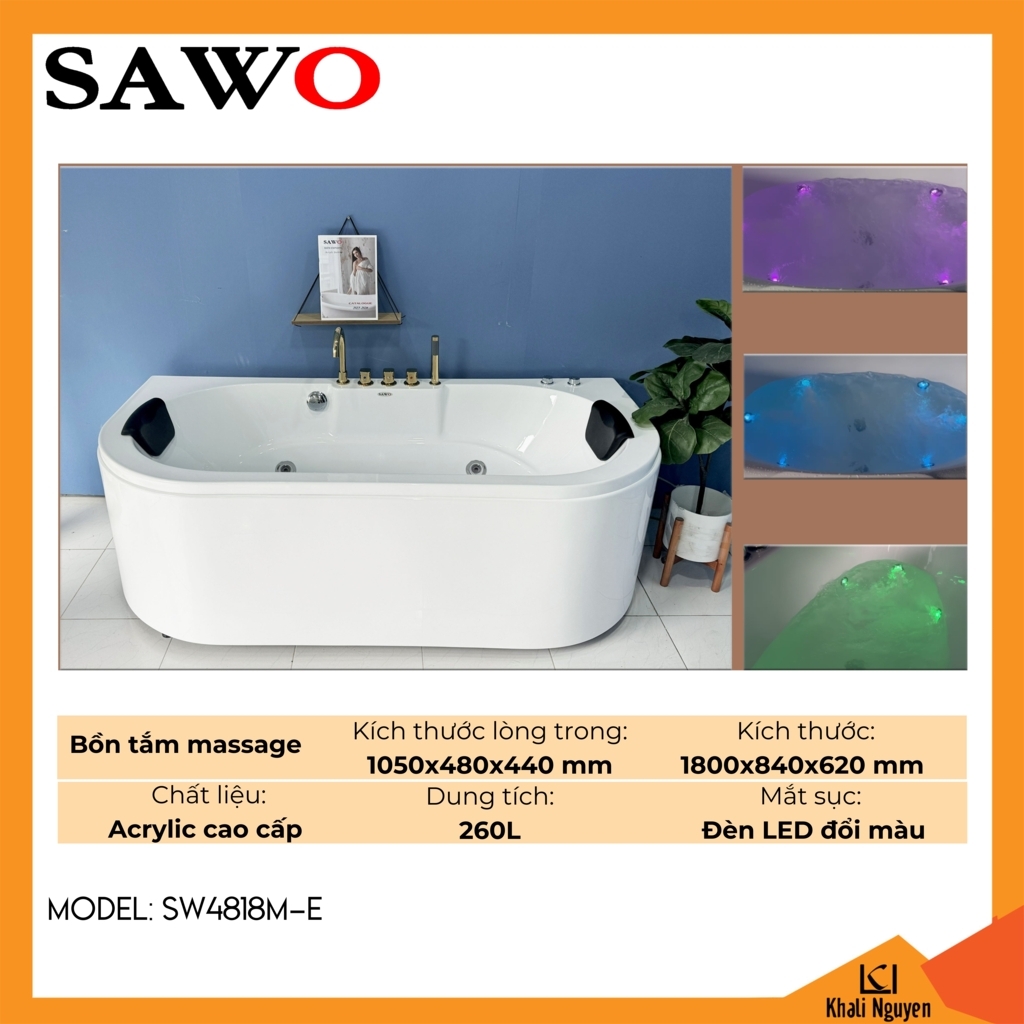 Bồn tắm massage đôi acrylic SawoSW4818M-E