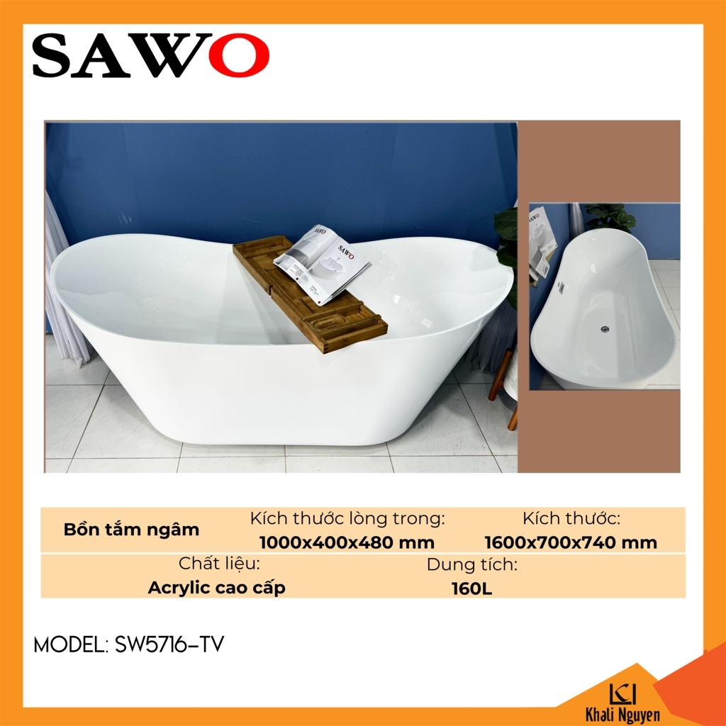 Bồn tắm ngâm acrylic Sawo SW5716-TV