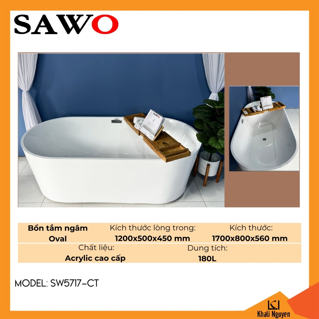 Bồn tắm ngâm acrylic Sawo SW5717-CT