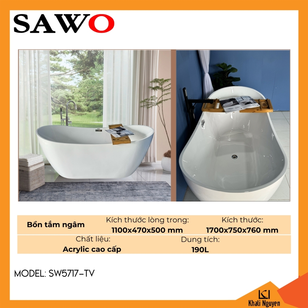 Bồn tắm ngâm acrylic Sawo SW5717-TV