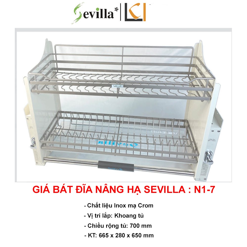 Giá Bát Đĩa Nâng Hạ Sevilla N1-7, Inox Mạ Crom