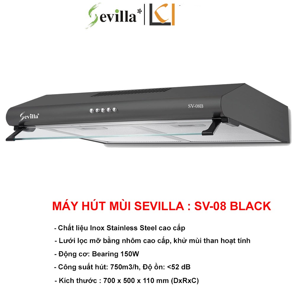 Máy Hút Mùi Độc Lập Sevilla SV-08 Black