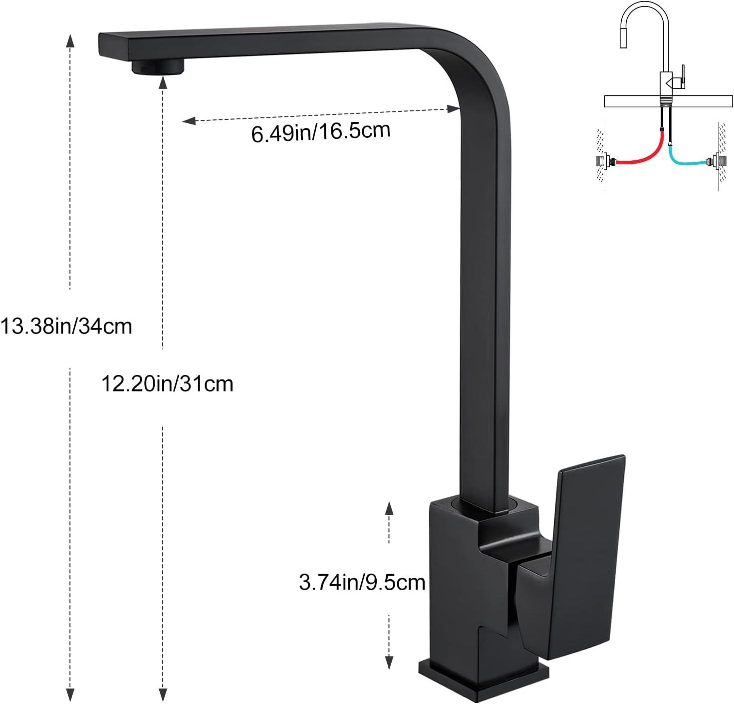 Bản Vẽ Vòi Bếp Sevilla SV-105Black