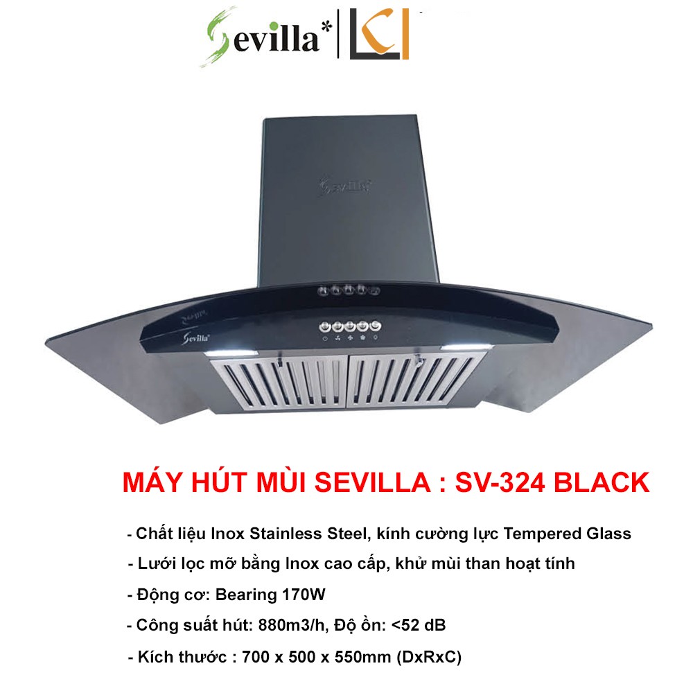 Máy Hút Mùi Sevilla SV-324 Black Treo Tường