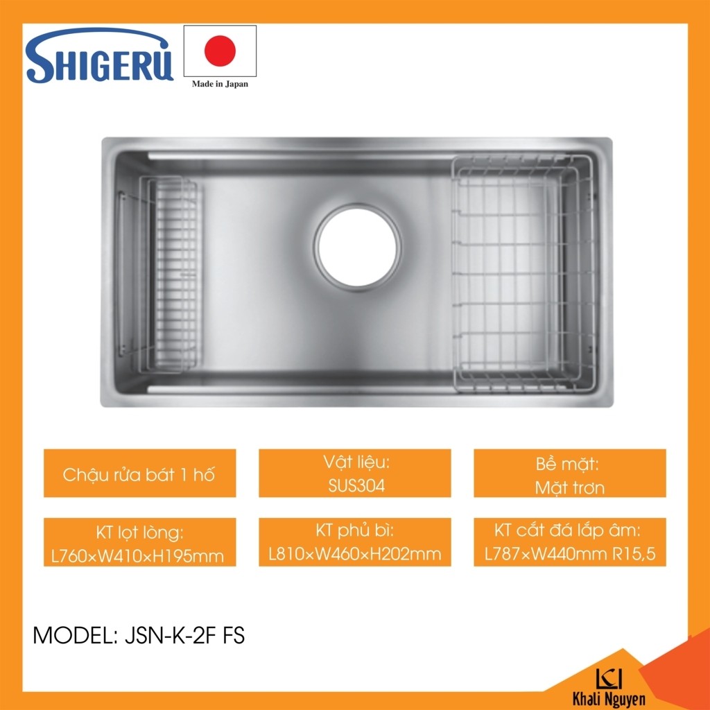 Chậu rửa bát chén SHIGERU JSN-K-2F FS