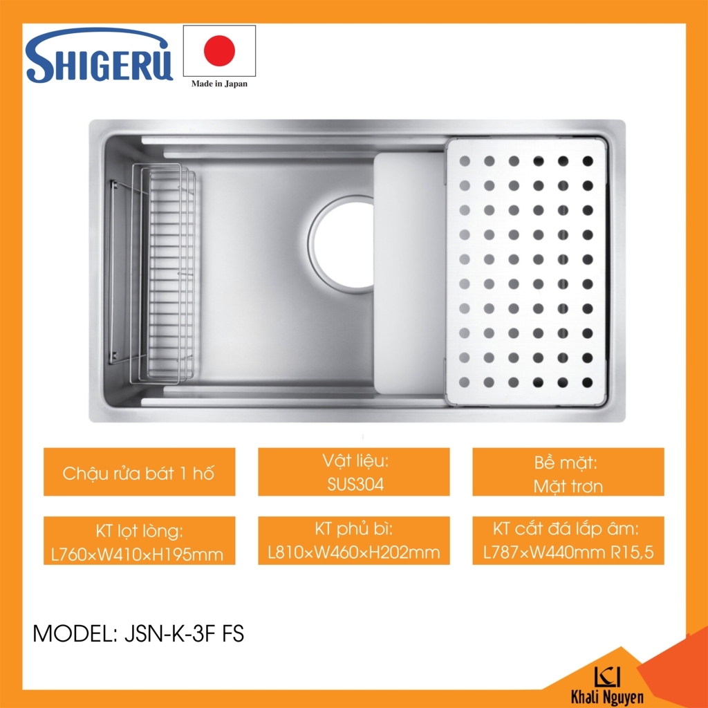 Chậu rửa bát chén SHIGERU JSN-K-3F FS