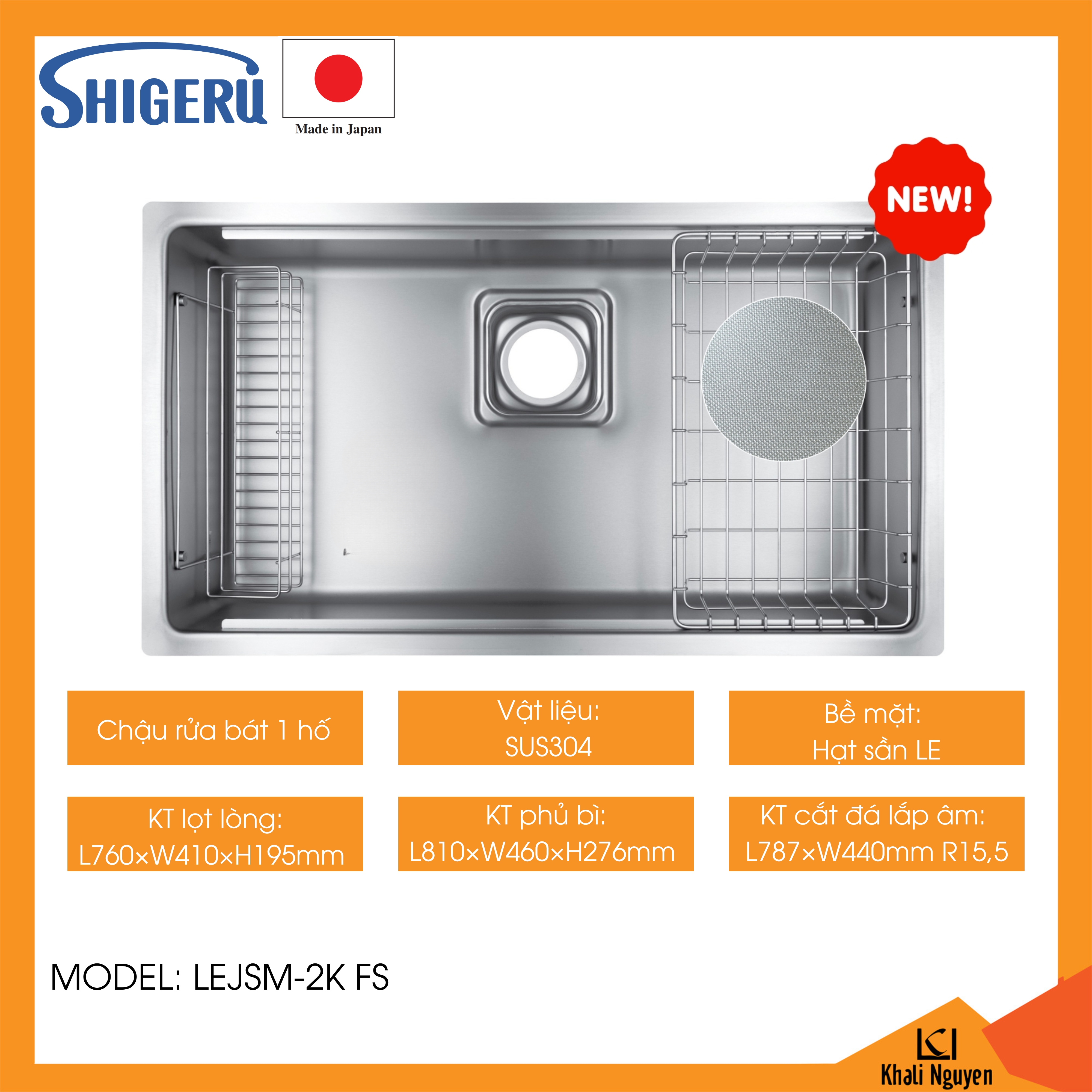 Chậu rửa bát chén SHIGERU LEJSM-2K FS