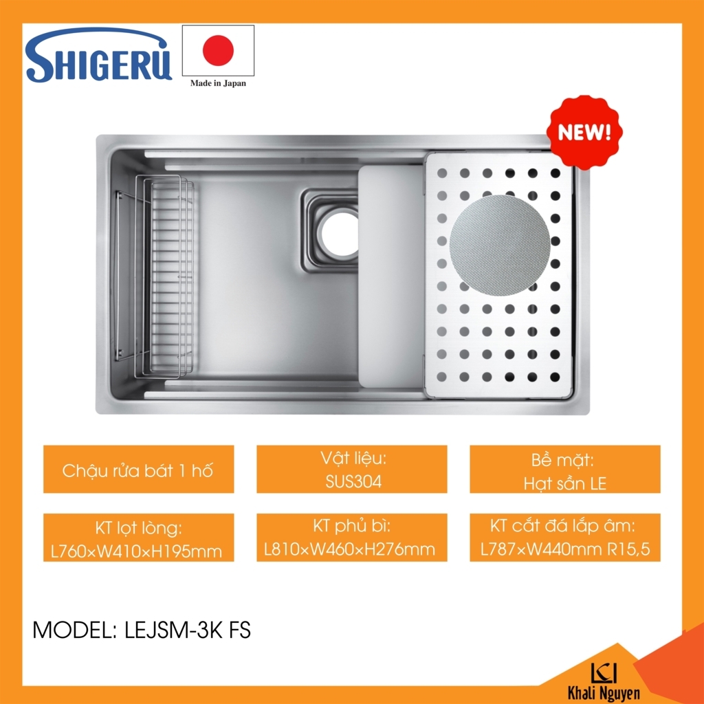 Chậu rửa bát chén SHIGERU LEJSM-3K FS