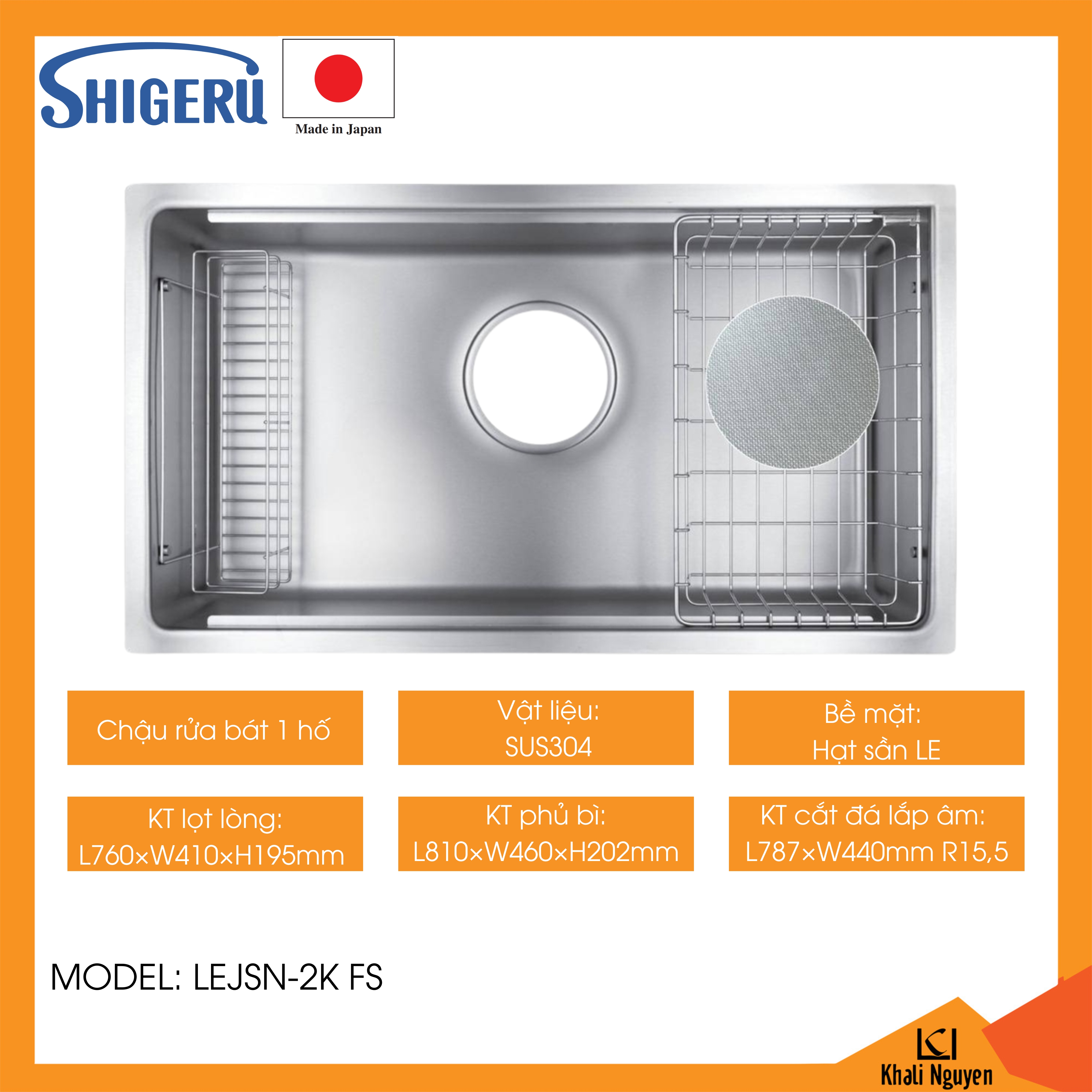 Chậu rửa bát chén SHIGERU LEJSN-2K FS