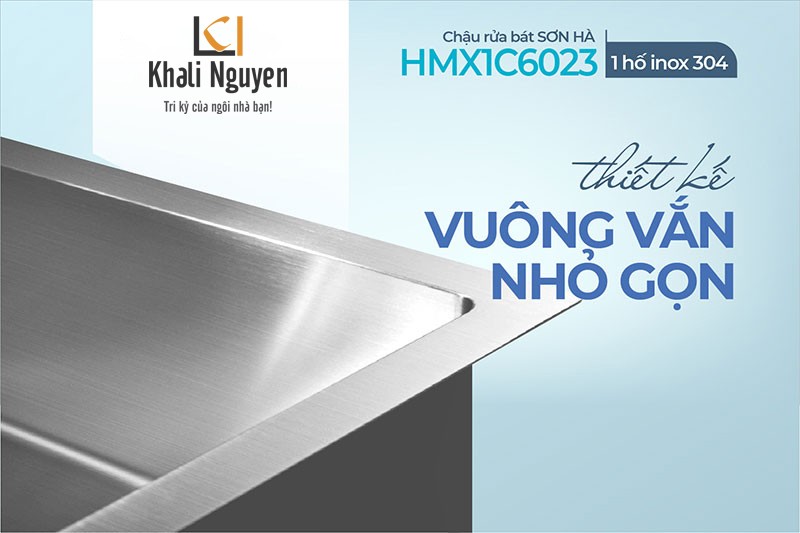 Chậu rửa bát Sơn Hà Luxury HMX1C6023 - thiết kế vuông vắn