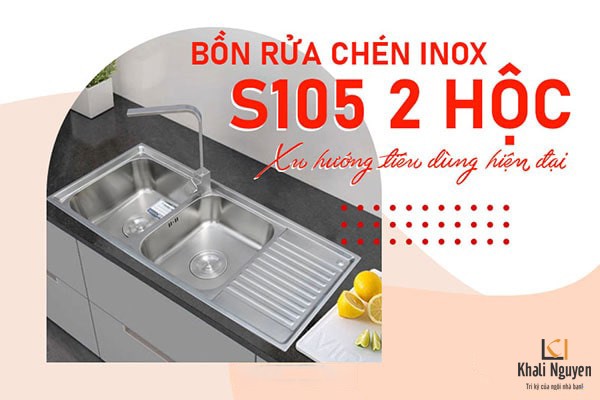 Chậu rửa bát Sơn Hà S.105.D.2.3, có bàn chờ