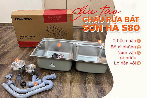 Bộ phụ kiện chậu rửa bát Sơn Hà S.80.D.2.3