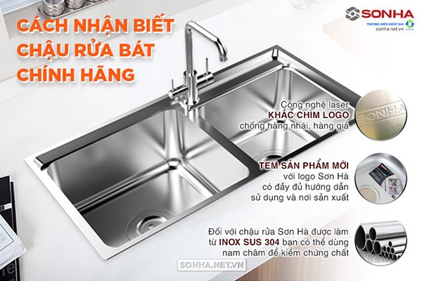 nhận biết chậu rửa bát sơn hà chính hãng