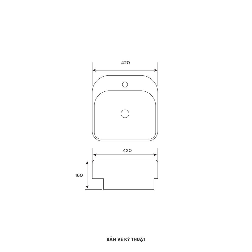 Bản vẽ kỹ thuật chậu rửa mặt đặt bàn Takosi TKB7122