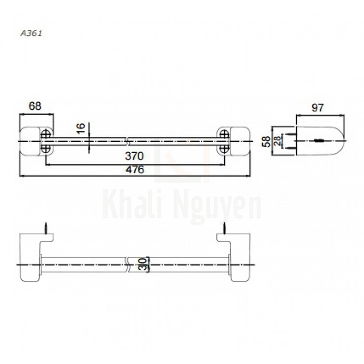 Bản Vẽ Thanh Treo Khăn TOTO A361