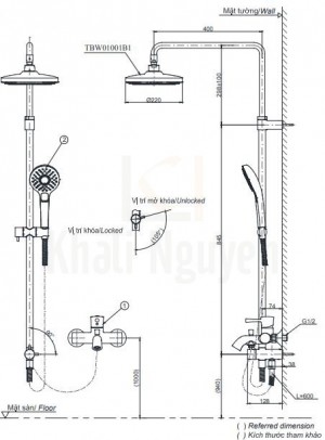 Bản Vẽ Thân Sen Cây TTOTO BW01001B1 Tắm Đứng