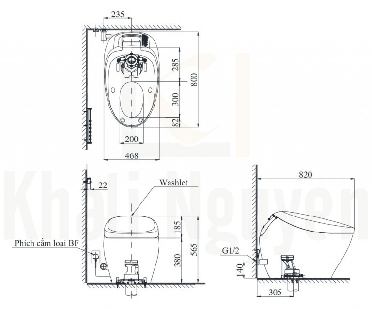 Bản Vẽ Bồn Cầu Thông Minh TOTO CS900KVT#NW1/T53P100VR Neorest NX1 (220V)