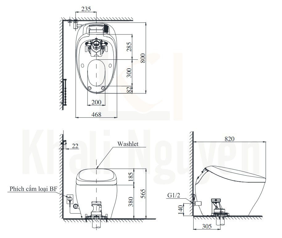 Bản Vẽ Bồn Cầu Thông Minh TOTO CS901KVT#NW1/T53P100VR Neorest NX1 (220V)