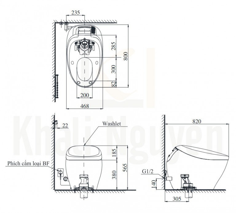 Bản Vẽ Bồn Cầu Thông Minh TOTO CS901VT#NW1/T53P100VR Neorest NX1 (220V)