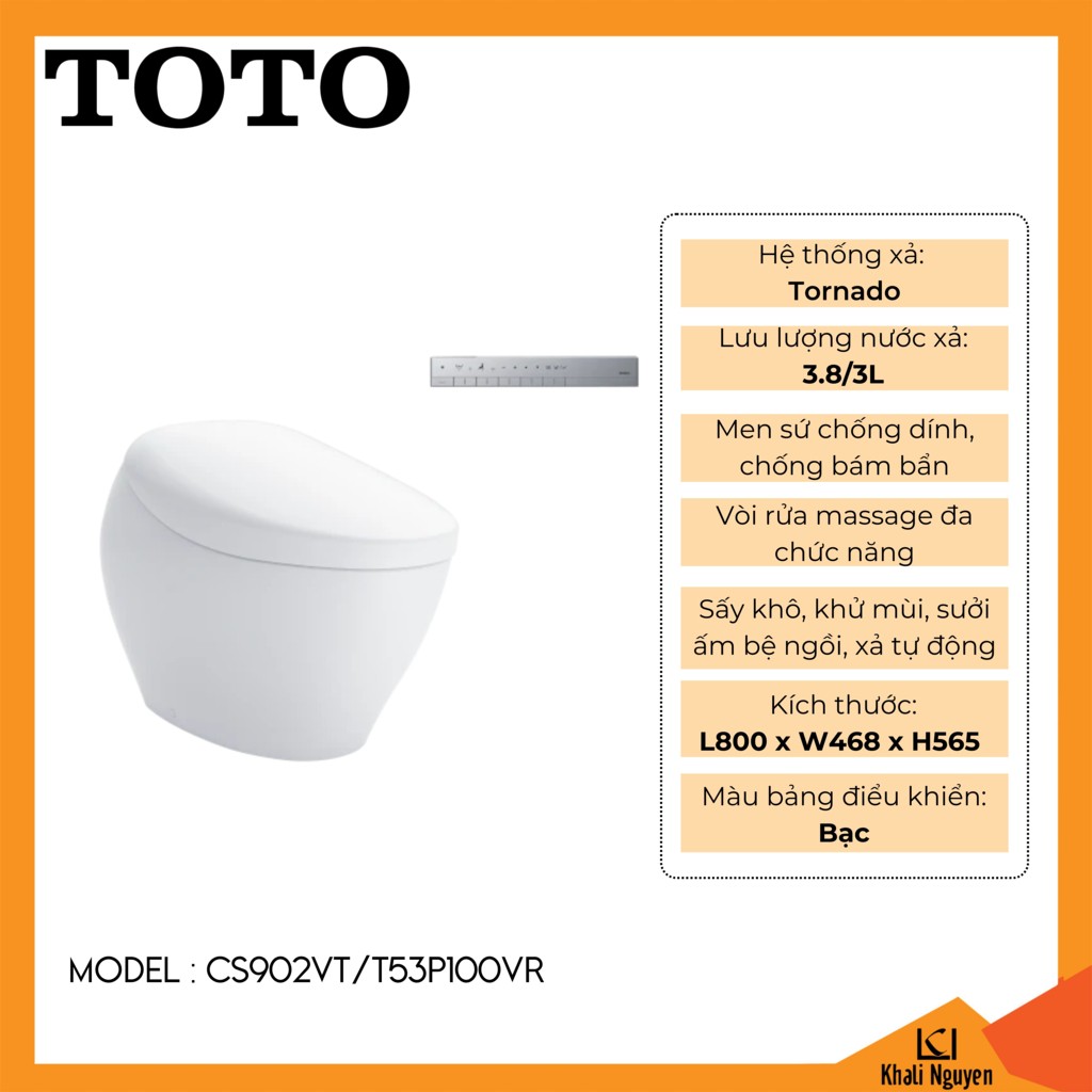 Bồn cầu điện tử TOTO CS902VT/T53P100VR