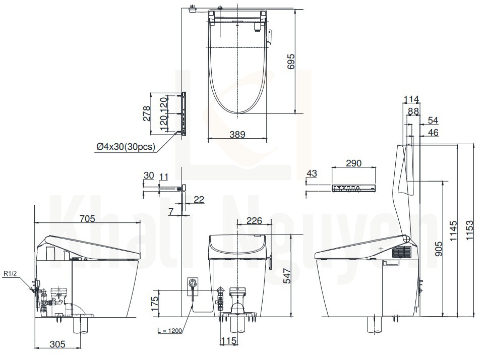 Bản Vẽ Bồn Cầu Thông Minh TOTO CS985VA/TCF9786WA NEOREST AH