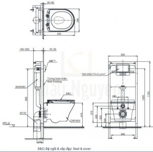 Bản Vẽ Bồn Cầu Treo Tường ToTo CW762/TC384CVK