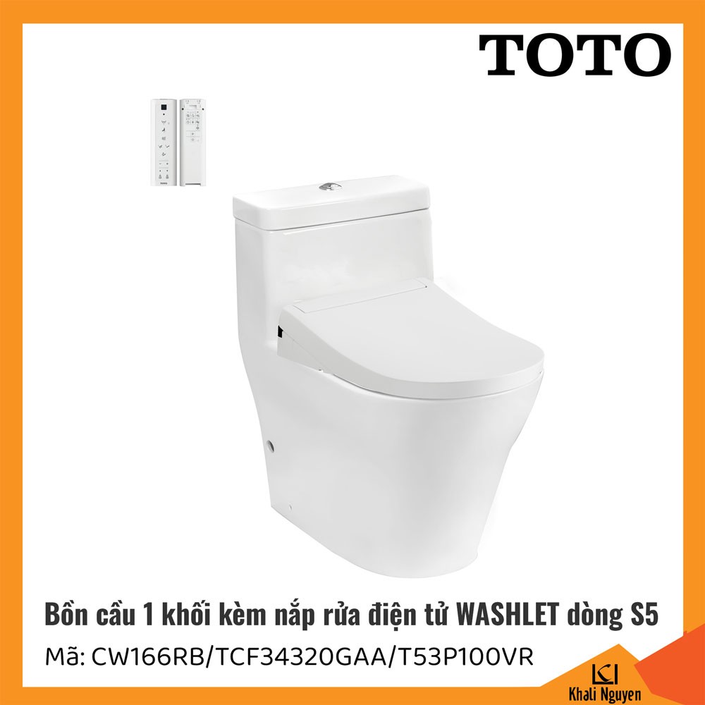 Bồn cầu TOTO 1 khối CW166RB/TCF34320GAA/T53P100VR, kèm nắp rửa điện tử WASHLET dòng S5