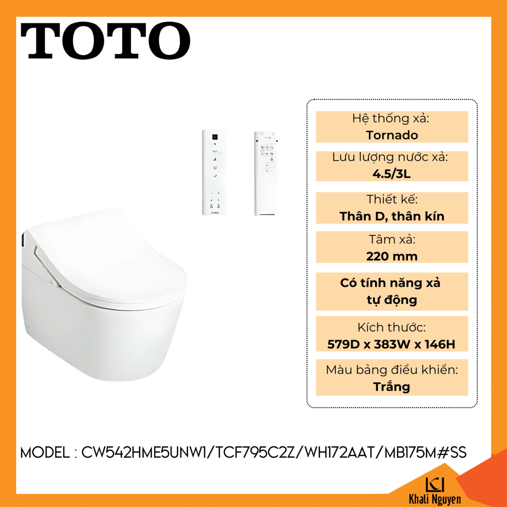 Bồn cầu TOTO treo tường CW542HME5UNW1/TCF795C2Z/WH172AAT/MB175M#SS