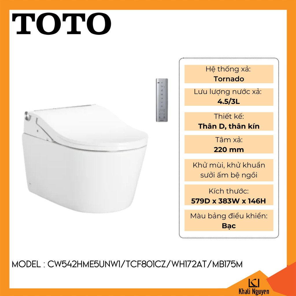 Bồn cầu TOTO treo tường CW542HME5UNW1/TCF801CZ/WH172AT/MB175M