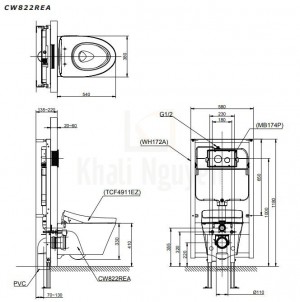 Bản Vẽ Bồn Cầu Treo Tường TOTO CW822REA/TCF4911EZ/WH172AAT/TCA464