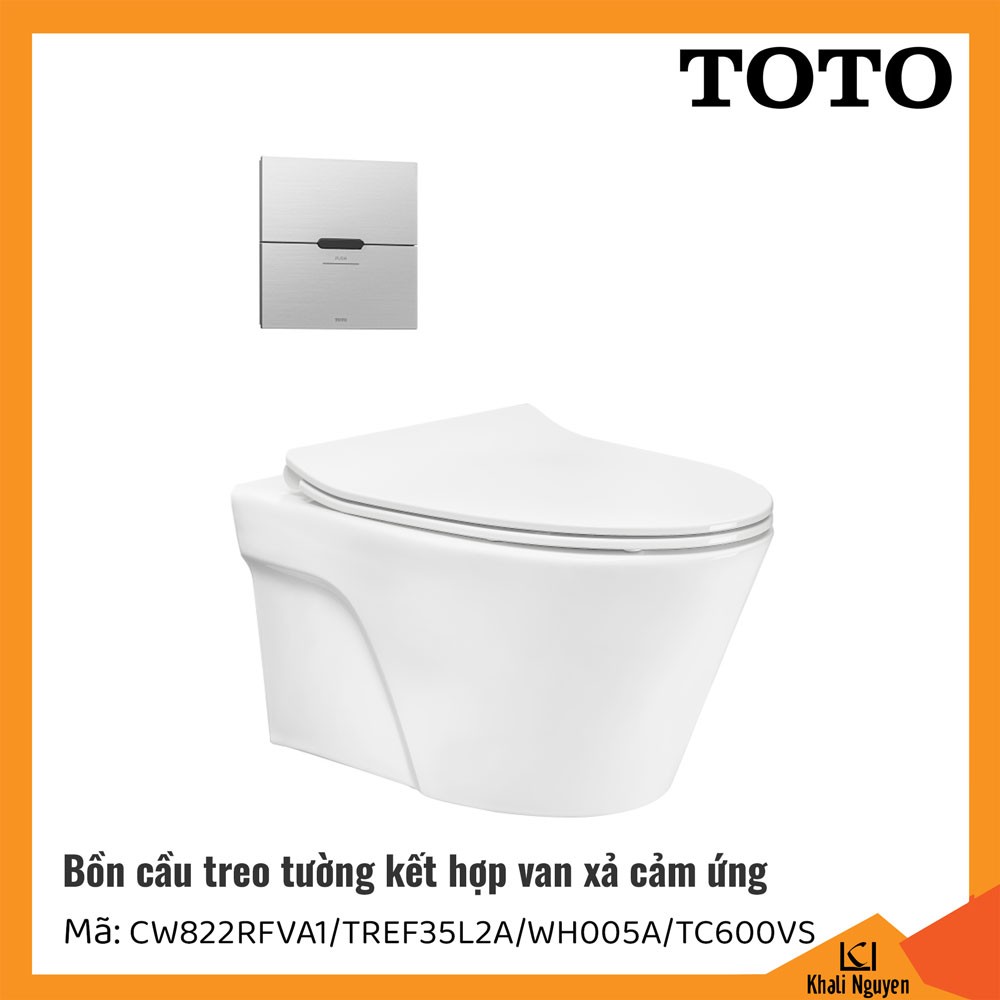 Bồn cầu treo tường TOTO CW822RFVA1/TREF35L2A/WH005A/TC600VS, kết hợp van xả cảm ứng