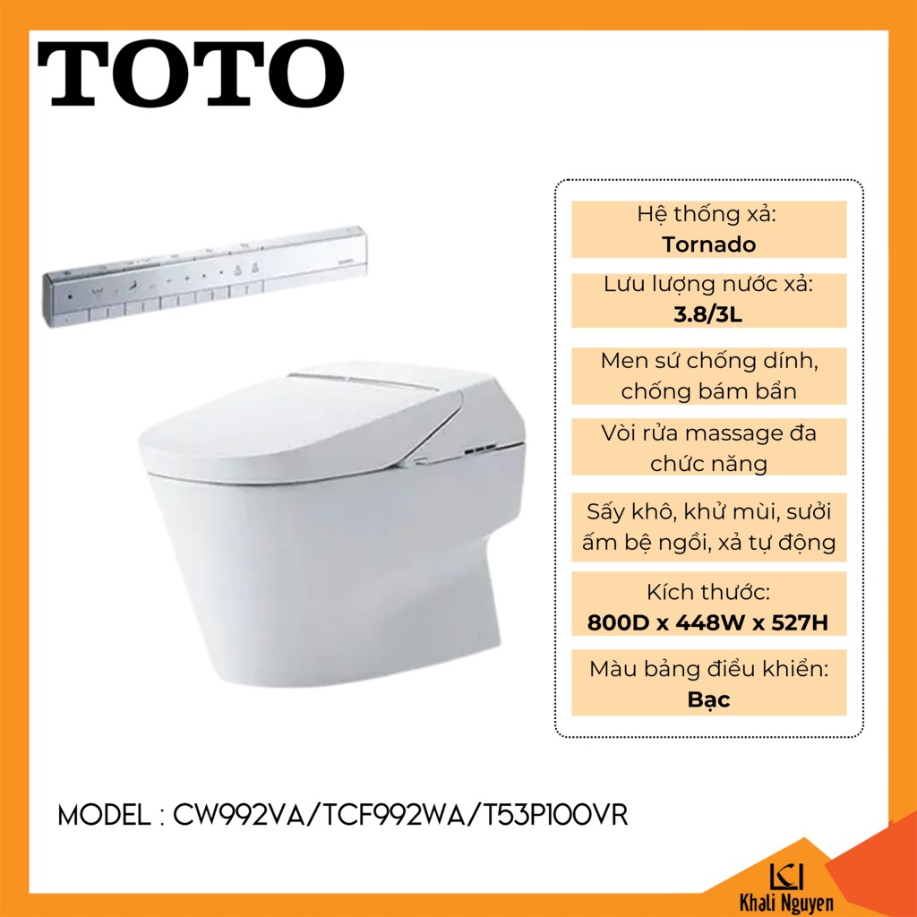 Bồn cầu điện tử TOTO CW992VA/TCF992WA/T53P100VR