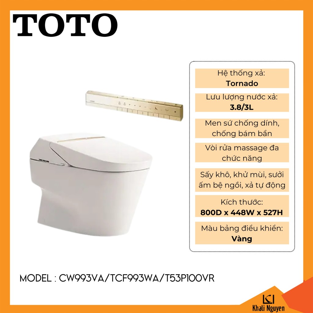 Bồn cầu điện tử TOTO CW993VA/TCF993WA/T53P100VR