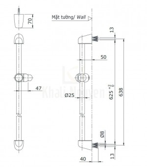 Bản Vẽ Thanh Trượt Sen Tắm TOTO DS709R