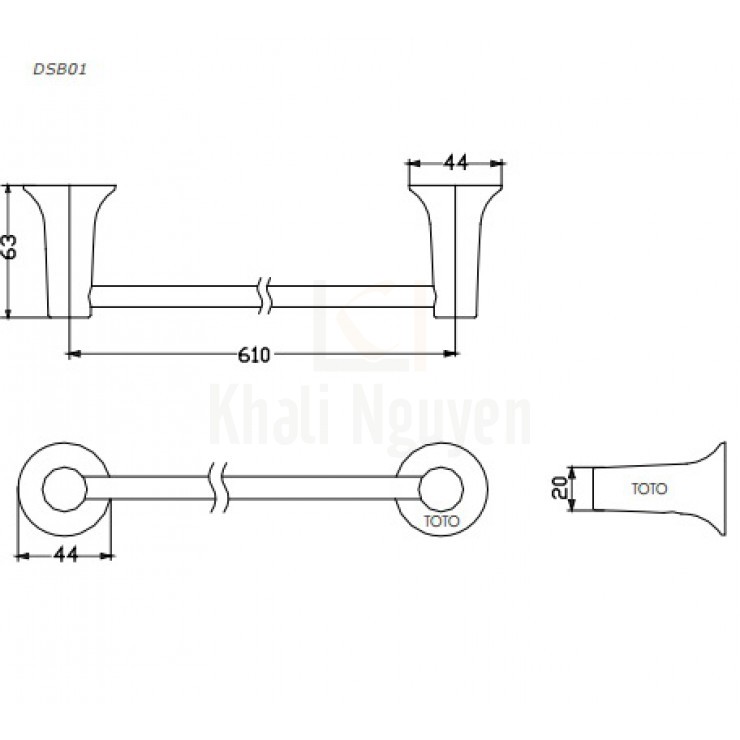 Bản Vẽ Thanh Treo Khăn TOTO DSB01