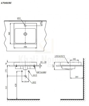 Bản Vẽ Chậu Rửa Lavabo TOTO LT1615C Đặt Bàn