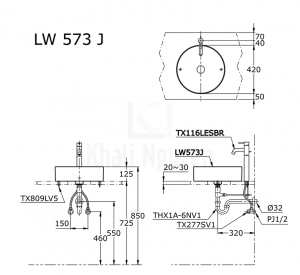 Bản Vẽ Chậu Rửa Lavabo TOTO LW573JW/F Đặt Bàn