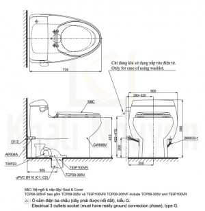 Bản Vẽ  Bàn Cầu TOTO MS688T2 Một Khối Nắp TC393VS
