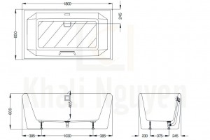 Bản Vẽ Bồn Tắm TOTO PAY1816HPWEN/TP005E Lập Thể Đặt Sàn