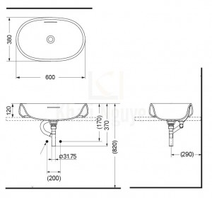 Bản Vẽ Chậu Rửa Lavabo TOTO PJS05WE#MW Đặt Bàn