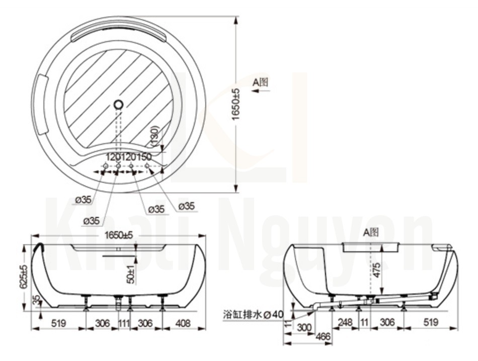 Bản vẽ Bồn Tắm TOTO PJY1604HPWE#MW Nhựa FRP
